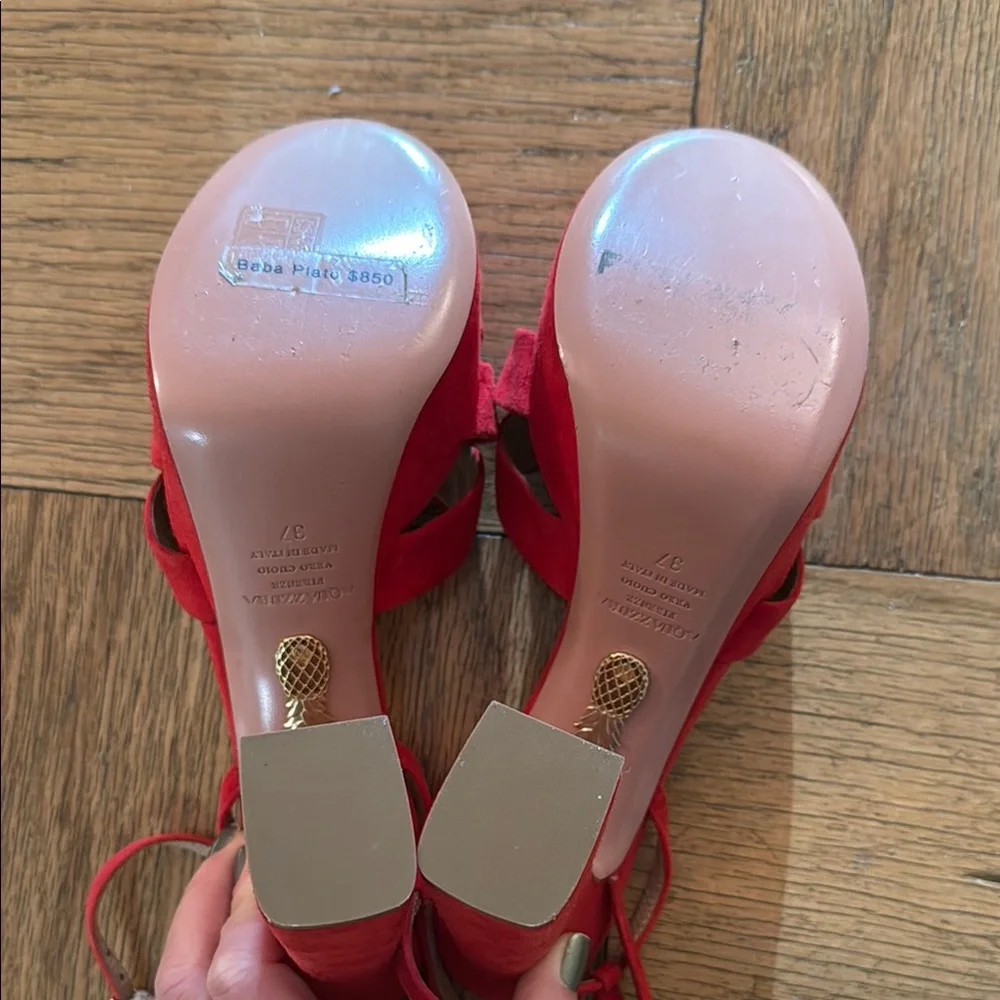Aquazzura Red Suede Platform Sandals